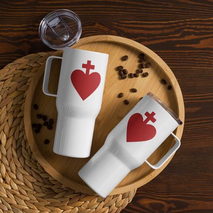Travel Mug, Sacred Heart of Jesus, yjegla design 