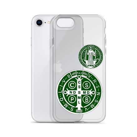 Clear Case for iPhone, St. Benedict Medal, idjfae design, dark green