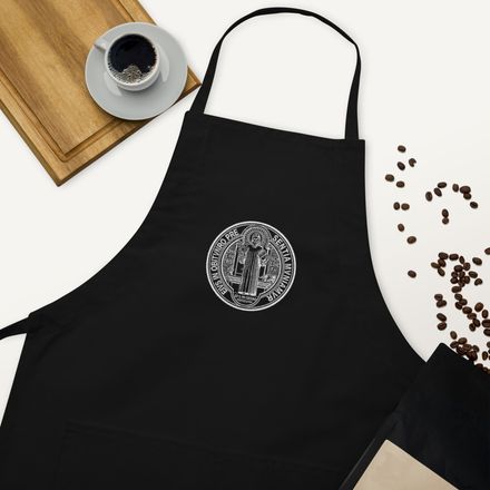 Embroidered Apron, St. Benedict Medal, debxwe design, inverse