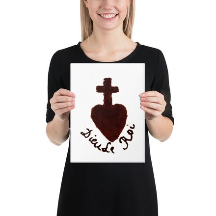 Canvas Print, 9x12, Sacré Coeur, Dieu de Roi, Vendée Chouan, obymh4 design
