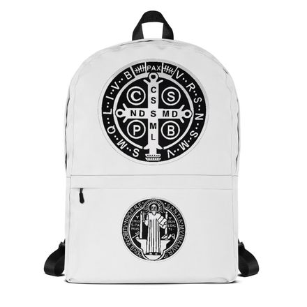 Backpack, St. Benedict Medal, idjfae design, back at top