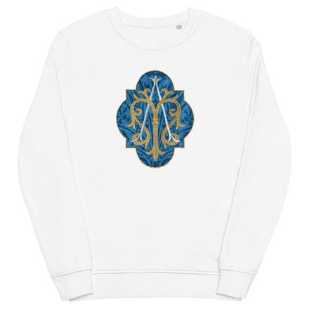 Unisex Organic Sweatshirt, Auspice Maria, Crest with rounded Cross, u3bkt0