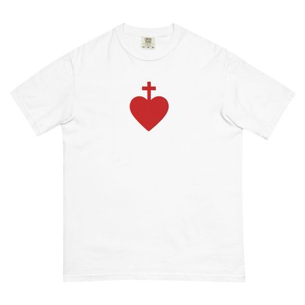 Embroidered Unisex Garment-Dyed Heavyweight T-Shirt, Sacred Heart of Jesus, 7ugqf9 design