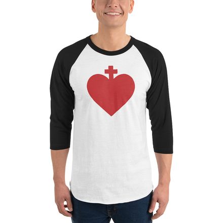 Unisex 3/4 Sleeve Raglan Shirt, Sacred Heart of Jesus, zhw6bo design