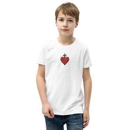 Embroidered Youth Staple Tee, Sacred Heart of Jesus, 9i93k9 design