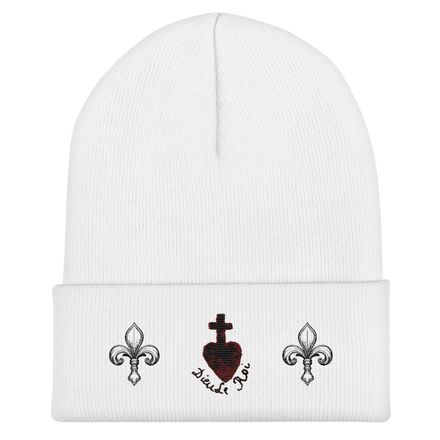 Cuffed Beanie, Sacré Coeur, Dieu de Roi, Vendée Chouan, obymh4 design, Fleur de Lys