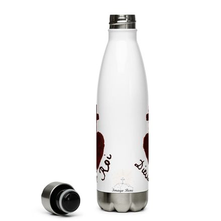 Stainless Steel Water Bottle, Sacré Coeur, Dieu de Roi, Vendée Chouan, obymh4 design, left chest