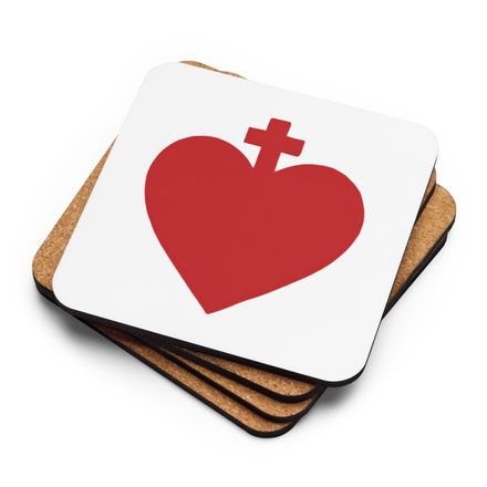 Cork-Back Coaster, Sacred Heart of Jesus, zhw6bo design