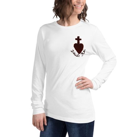 Unisex Long Sleeve Tee, Sacré Coeur, Dieu le Roi, Vendée Chouan, obymh4 design, left chest