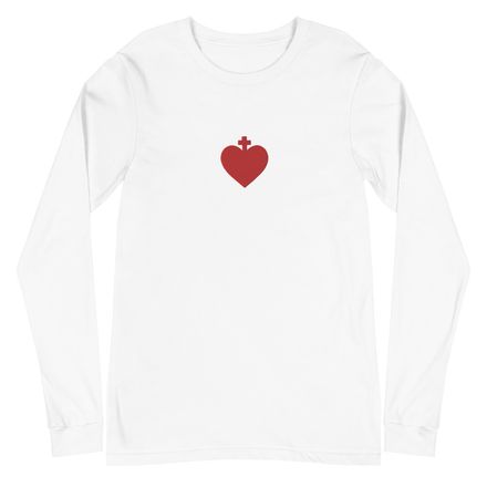Embroidered Unisex Long Sleeve Tee, Sacred Heart of Jesus, zhw6bo design