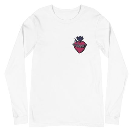 Embroidered Unisex Long Sleeve Tee, Immaculate Heart Of Mary, g6e1do design, left chest