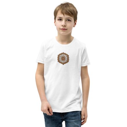 Embroidered Youth Staple Tee, Monstrance with Golden Pattern, eneyoj