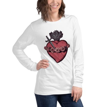 Unisex Long Sleeve Tee, Immaculate Heart Of Mary, g6e1do design