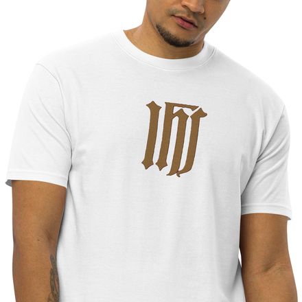 Embroidered Men&#x27;s Premium Heavyweight Tee, IHS, Golden Pattern, gedziz