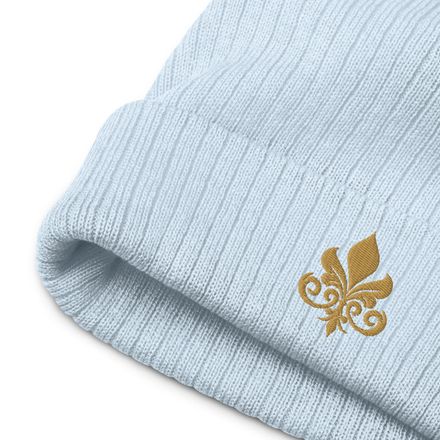Ribbed Knit Beanie, Fleur de Lys, q4x75x 