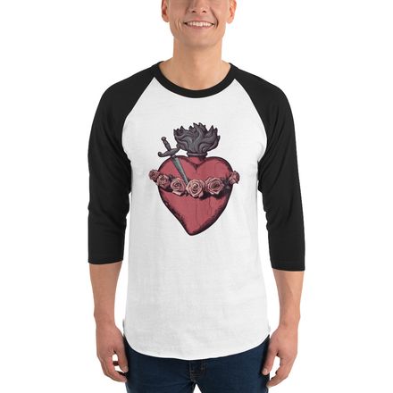Unisex 3/4 Sleeve Raglan Shirt, Immaculate Heart Of Mary, g6e1do design