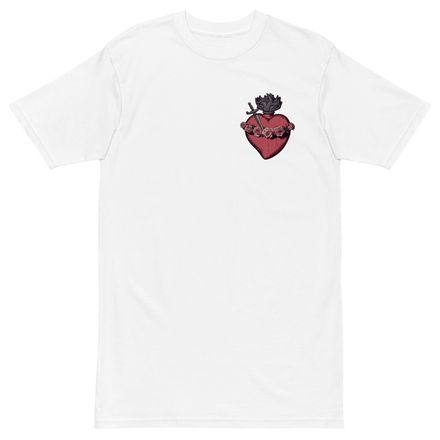 Men&#x27;s Premium Heavyweight Tee, Immaculate Heart Of Mary, g6e1do design, left chest