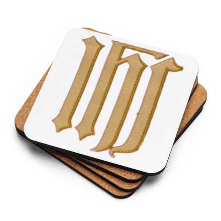Cork-Back Coaster, IHS, Golden Pattern, gedziz