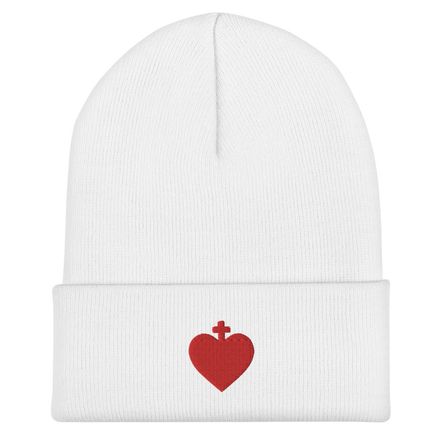 Cuffed Beanie, Sacred Heart of Jesus, zhw6bo design