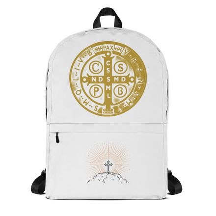 Backpack, St. Benedict Medal, oih8m5 design, gold