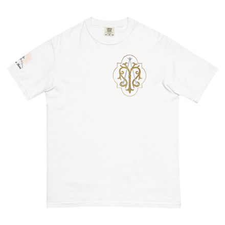 Unisex Garment-Dyed Heavyweight T-Shirt, Auspice Maria, Crest with outer edge, kdegvj, left chest