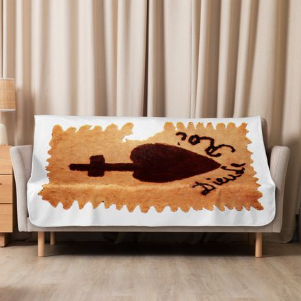 Sublimated Sherpa Blanket, Sacré Coeur, Dieu de Roi, Vendée Chouan, sqpbrl design, vertical