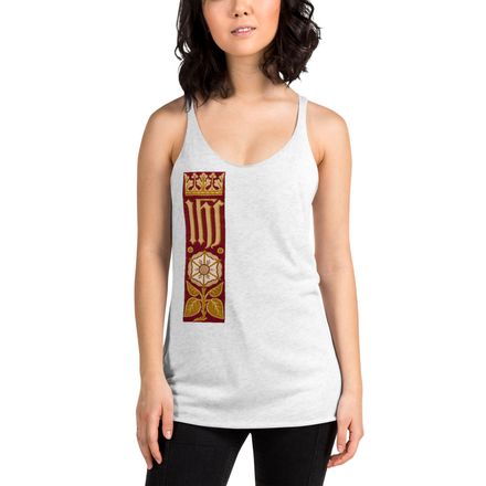 Women&#x27;s Tank Top, IHS Stripe With Crown and Monstrance, Red, yok2qk, right chest
