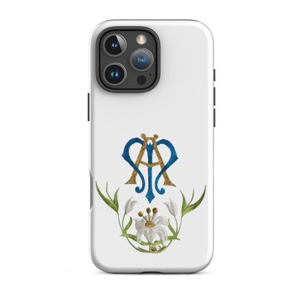 Tough Case for iPhone, Auspice Maria, Crest with bottom flowers, ber1mq