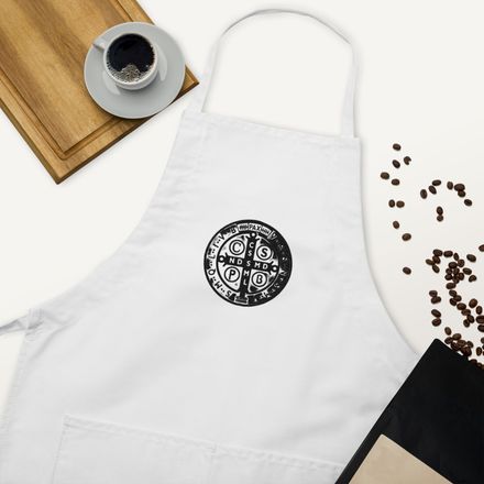 Embroidered Apron, St. Benedict Medal, oih8m5 design