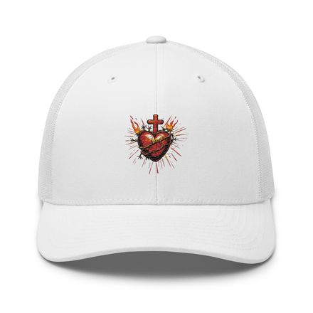 Retro Trucker Hat, Sacred Heart of Jesus, uetiyj design 