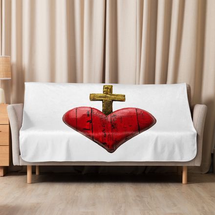 Sublimated Sherpa Blanket, Sacred Heart of Jesus, 9i93k9 design 