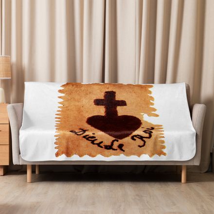Sublimated Sherpa Blanket, Sacré Coeur, Dieu de Roi, Vendée Chouan, sqpbrl design