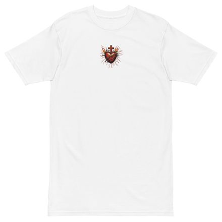 Embroidered Men&#x27;s Premium Heavyweight Tee, Sacred Heart of Jesus, uetiyj design