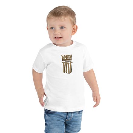 Embroidered Toddler Staple Tee, IHS with Crown, Golden Pattern, nlxdo1 