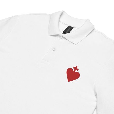 Unisex Pique Polo Shirt, Sacred Heart of Jesus, yjegla design