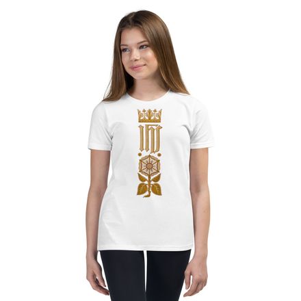 Youth Staple Tee, IHS Stripe With Crown and Monstrance, vw6yal