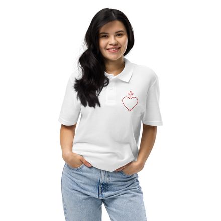 Unisex Pique Polo Shirt, Sacred Heart of Jesus, 7ugqf9 hollow design