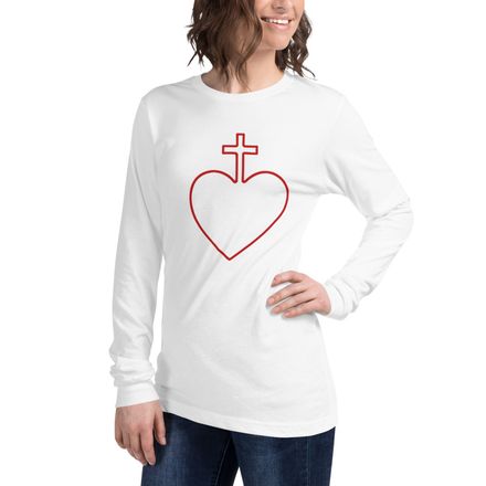 Unisex Long Sleeve Tee, Sacred Heart of Jesus, 7ugqf9 hollow design