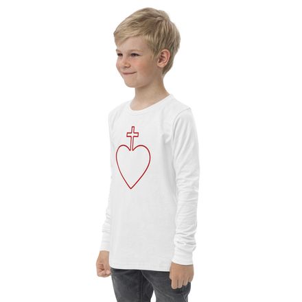 Youth Long Sleeve Tee, Sacred Heart of Jesus, 7ugqf9 hollow design