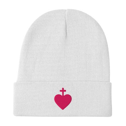 Knit Beanie, Sacred Heart of Jesus, 7ugqf9, pink