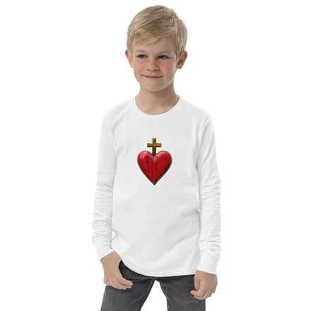 Youth Long Sleeve Tee, Sacred Heart of Jesus, 9i93k9 design