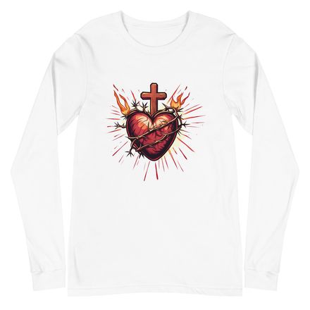 Unisex Long Sleeve Tee, Sacred Heart of Jesus, uetiyj design