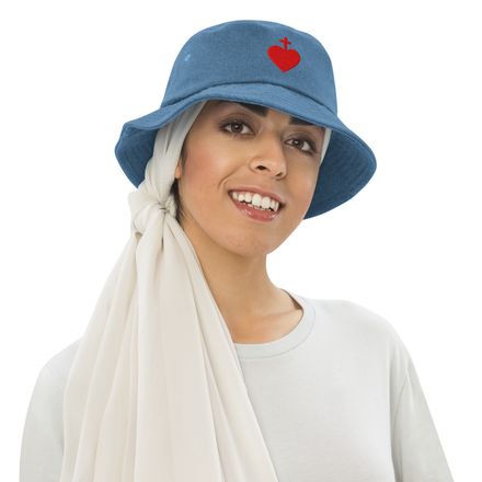 Denim Bucket Hat, Sacred Heart of Jesus, 7ugqf9 design