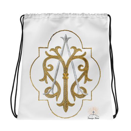 Drawstring Bag, Auspice Maria, Crest with outer edge, kdegvj
