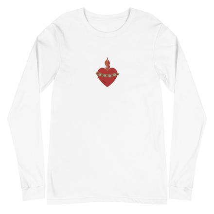 Embroidered Unisex Long Sleeve Tee, Immaculate Heart Of Mary, ruzlxj design