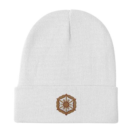 Knit Beanie, Monstrance with Golden Pattern, eneyoj