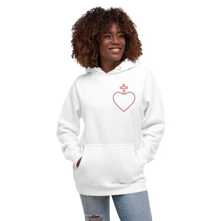 Unisex Premium Hoodie, Sacred Heart of Jesus, 7ugqf9 hollow design, left chest