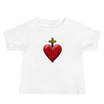 Baby Staple Tee, Sacred Heart of Jesus, 9i93k9 design 