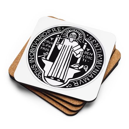 Cork-Back Coaster, St. Benedict Medal, r3tcvk design