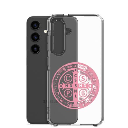 Clear Case for Samsung, St. Benedict Medal, oih8m5 design, pink